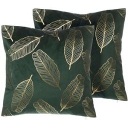 Beliani Conjunto de 2 cojines decorativos de tejido verde 45x12cm