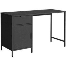 sweeek Escritorio de acero laminado con 1 cajón, negro