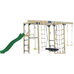 Axi Parque infantil de madera marrón con tobogán verde