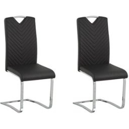 Beliani Conjunto de 2 sillas de comedor piel sintética negro