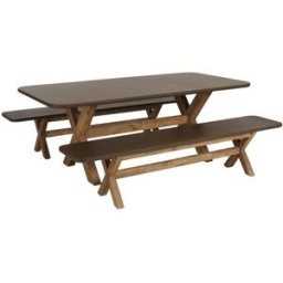 MACABANE Conjunto de mesa y bancos con efecto hormigón marrón