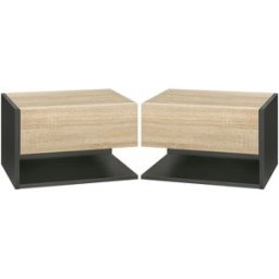Homcom Mesas de noche 46x30x30 cm roble y negro