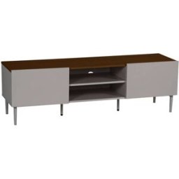 sweeek Mueble de tv de metal y decoración de madera 2 puertas, 140cm, gris