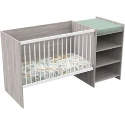 Baby Price Cuna de madera de 120x60 convertible en 90x190 con cambiador y estante