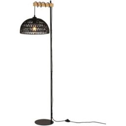 Alpinaluz Lámpara de pie de madera con pantalla de cuerda negro, E27 Alt.158 cm