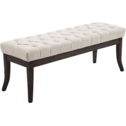 CLP Banco con patas de madera y asiento en Tela Crema