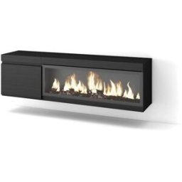 Skraut home Mueble tv efecto madera negro 158x35x45cm chimenea efecto fuego