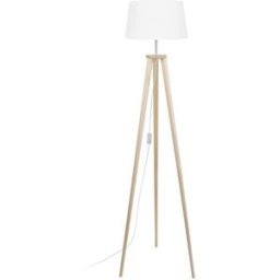Tosel Lámpara de pie trípode madera natural pantalla crudo