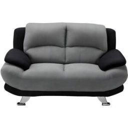 Unique Sofá fijo microfibra 2 plazas negro, gris 150x91cm