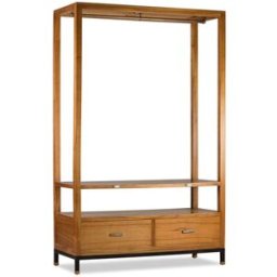 MOYCOR Mueble auxiliar de madera de mindi marrón y hierro negro alt. 190 cm