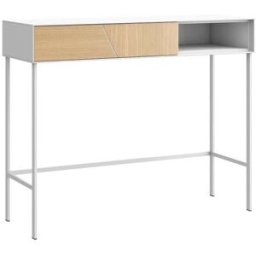 Koketto Home Consola recibidor con almacenamiento en madera acabado blanco y roble