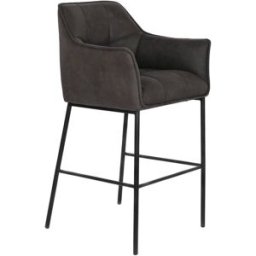 NIYLO Silla de bar de microfibra y acero marrón oscuro 59x60x107 cm