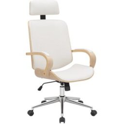 CLP Silla de oficina giratoria regulable en simil cuero natural/blanco