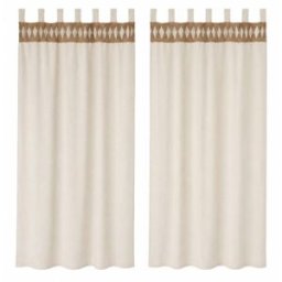 NIYLO Conjunto de 2 cortinas con anillas en poliéster beige 140x260 cm