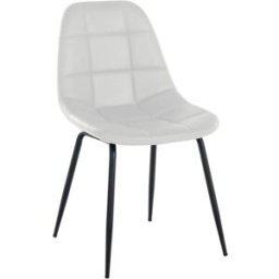 CLP Silla con patas de metal y asiento en Simil cuero Blanco