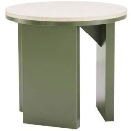 Oviala Mesa de centro redonda acabado efecto madera diám 50 cm verde oliva