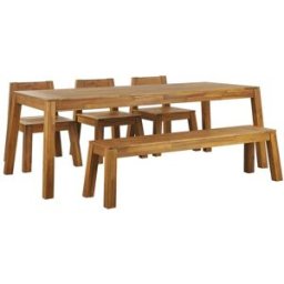 Beliani Conjunto de comedor 6 personas de madera marrón
