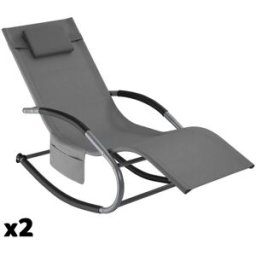 Tectake 2 tumbonas, acero resinado, textilene, intemperie, cojines, gris