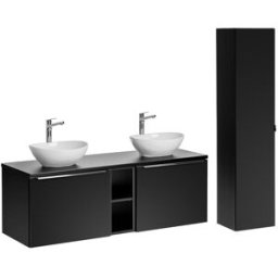 Petits meubles Conjunto mueble lavabo doble 140cm tableros laminados y mdf negro