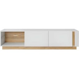 Unique Mueble bajo de tv madera color natural claro, blanco