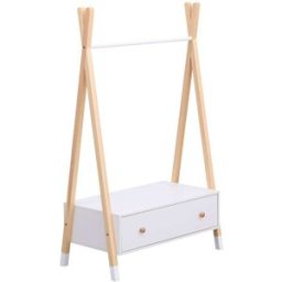 Happy Garden Armario infantil de madera de pino con cajón blanco