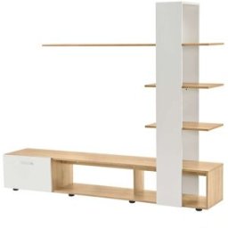 Urban Meuble Mueble de tv de pared para sala de estar con efecto roble blanco