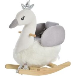 Homcom Caballo balancín de bebé 60x33x59 cm blanco y gris