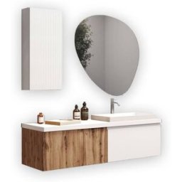 AQA DESIGN Mueble de baño 6 piezas en mdf roble/blanco mate