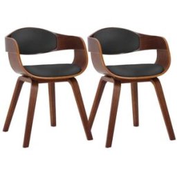 CLP Set de 2 sillas con asiento en Simil cuero Nogal/negro
