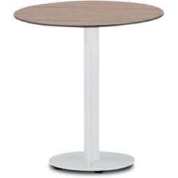 Defora Home Mesa hosteleria redonda 70cm pie blanco, sobre HPL madera