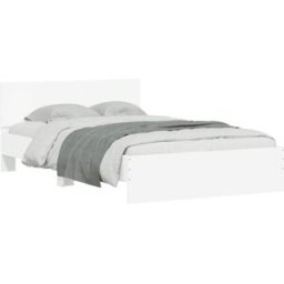 Maison Chic Cama matrimonial con cabecero y led madera blanco 135x190 cm