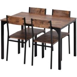 Urban Meuble Conjunto vintage de mesa y 4 sillas en color marrón.