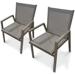dcb garden Conjunto de 2 sillones de jardín apilables de aluminio cuarzo