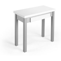 Herdasa Mesa cocina extensible de melamina y metal blanco-gris l40/80 cm