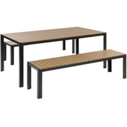 Beliani Conjunto de comedor 6 personas de material sintético marrón