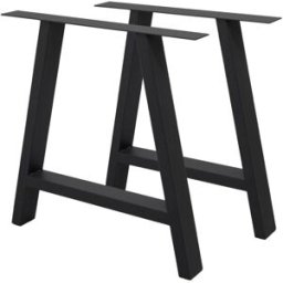 ECD Germany 2x Patas de mesa industrial 70 x 72 cm acero negro diseño en forma A