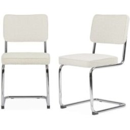 sweeek Silla cantilever con rizos texturizados, set de 2, blanco roto