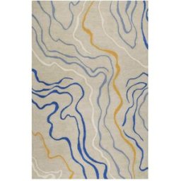 Esprit Alfombra de diseño abstracto beige, hecha a mano, 70x140