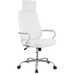 CLP Silla de oficina giratoria regulable en simil cuero blanco