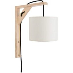Tosel Aplique de pared brazo madera natural pantalla crudo