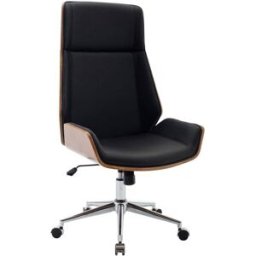 CLP Silla de oficina giratoria regulable en Simil cuero Nogal/negro