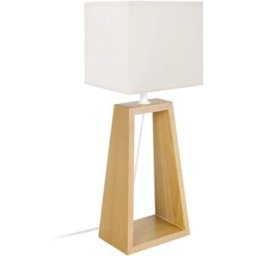 Tosel Lámpara de mesa triángulo madera natural pantalla crudo