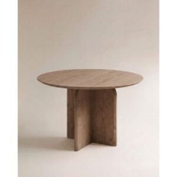 Decowood Mesa de comedor redonda de madera maciza en tono envejecido 110x75,2cm