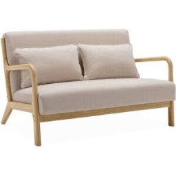 sweeek Banco de diseño en madera y tela, beige