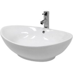 ECD Germany Lavabo blanco de cerámica con juego de desagüe con reborsadero