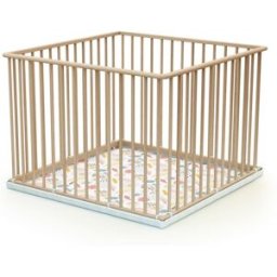 Webaby Parque infantil madera haya cruda 100 x 100 cm