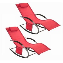 SoBuy 2x muebles de jardin mecedora silla tumbona de exterior reclinable