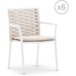 Defora Home Pack 6 sillasj ardín apilables blanco y cuerda beige