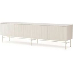 Koketto Home Mueble TV de 200 cm color blanco diseño acanalado