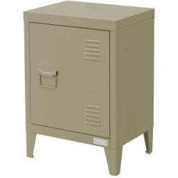 ML-Design Mesita de noche de metal oliva 40x30x58 cm diseño industrial, 1 puerta